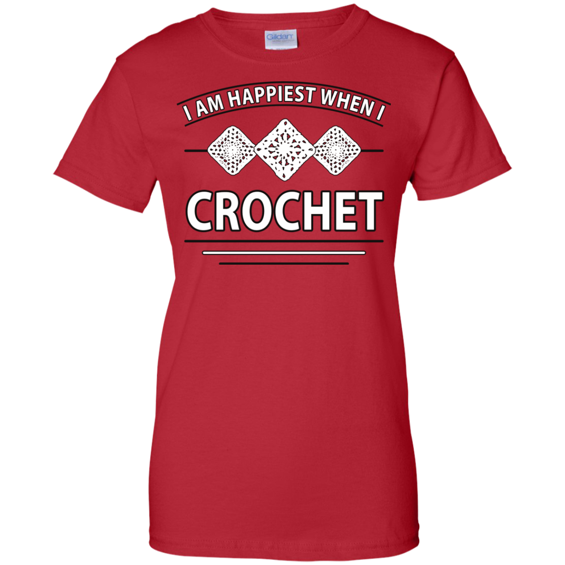 I Am Happiest When I Crochet Ladies Custom 100% Cotton T-Shirt - Crafter4Life - 10