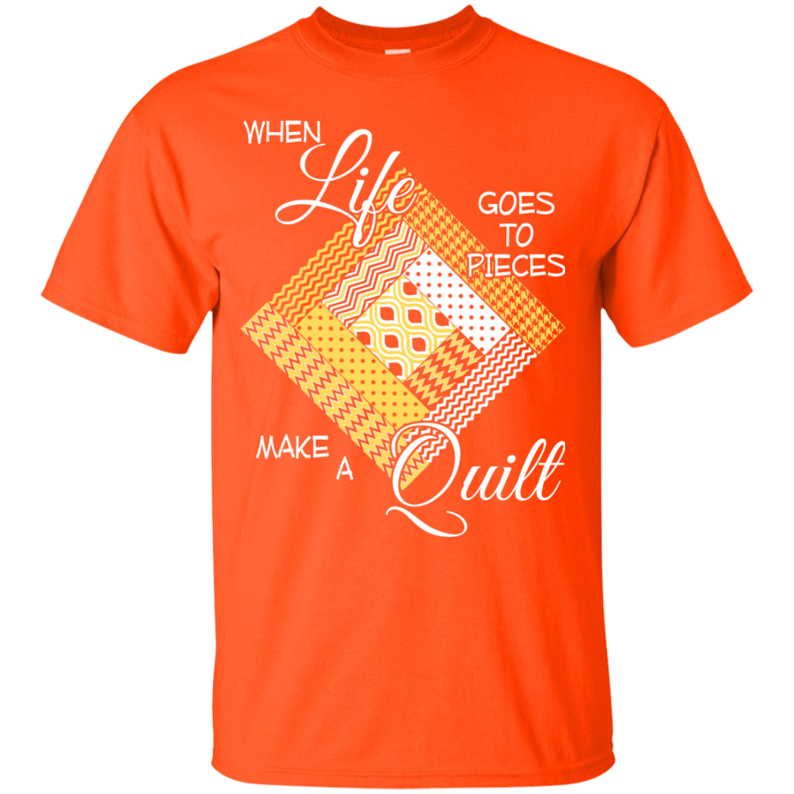 Make a Quilt (yellow) Custom Ultra Cotton T-Shirt - Crafter4Life - 3