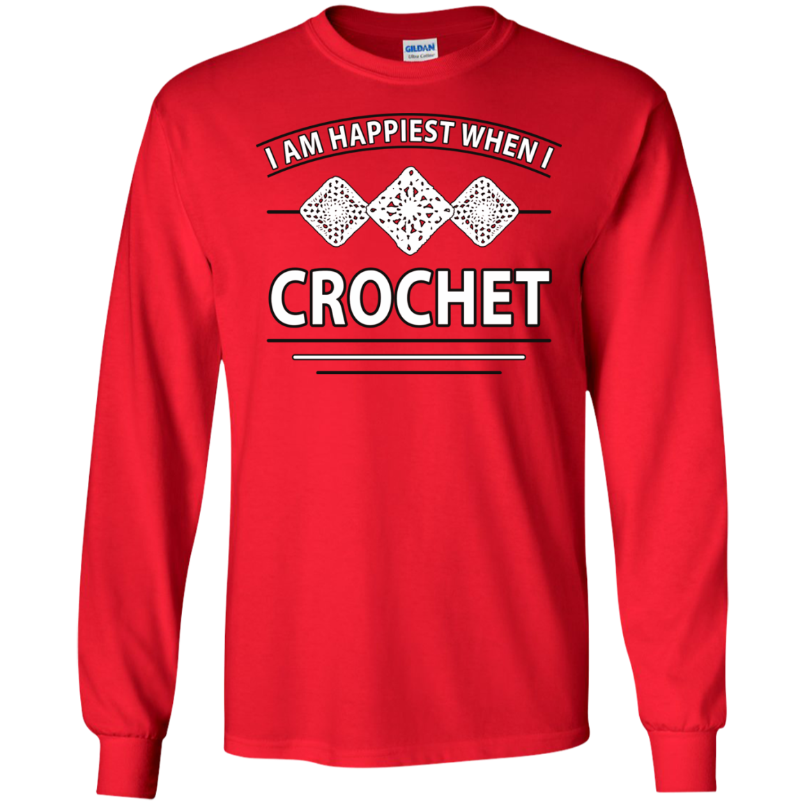 I Am Happiest When I Crochet Long Sleeve Ultra Cotton T-shirt - Crafter4Life - 8