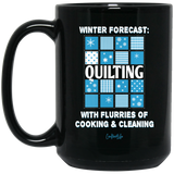 Winter Forecast Quilting Flurries Black Mugs