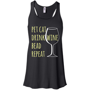 Pet Cat-Drink Wine-Bead Flowy Racerback Tank