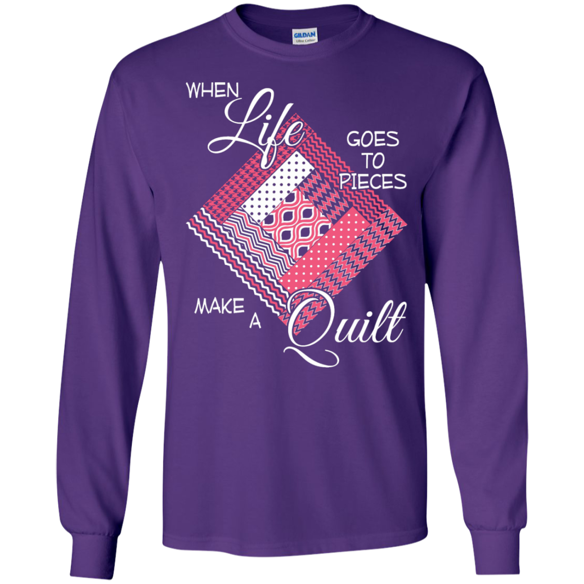 Make a Quilt (pink) Long Sleeve Ultra Cotton T-Shirt - Crafter4Life - 7