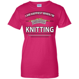 I Am Happiest When I'm Knitting Ladies Custom 100% Cotton T-Shirt - Crafter4Life - 5