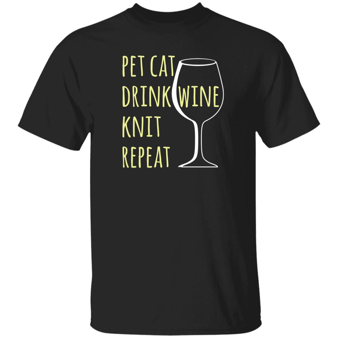 Pet Cat-Drink Wine-Knit T-Shirt