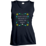I Cross Stitch Because It Makes Me Happy Ladies Sleeveless V-neck - Crafter4Life - 4