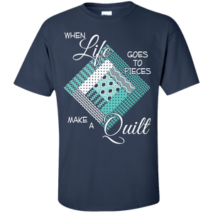 Make a Quilt (turquoise) Custom Ultra Cotton T-Shirt - Crafter4Life - 1