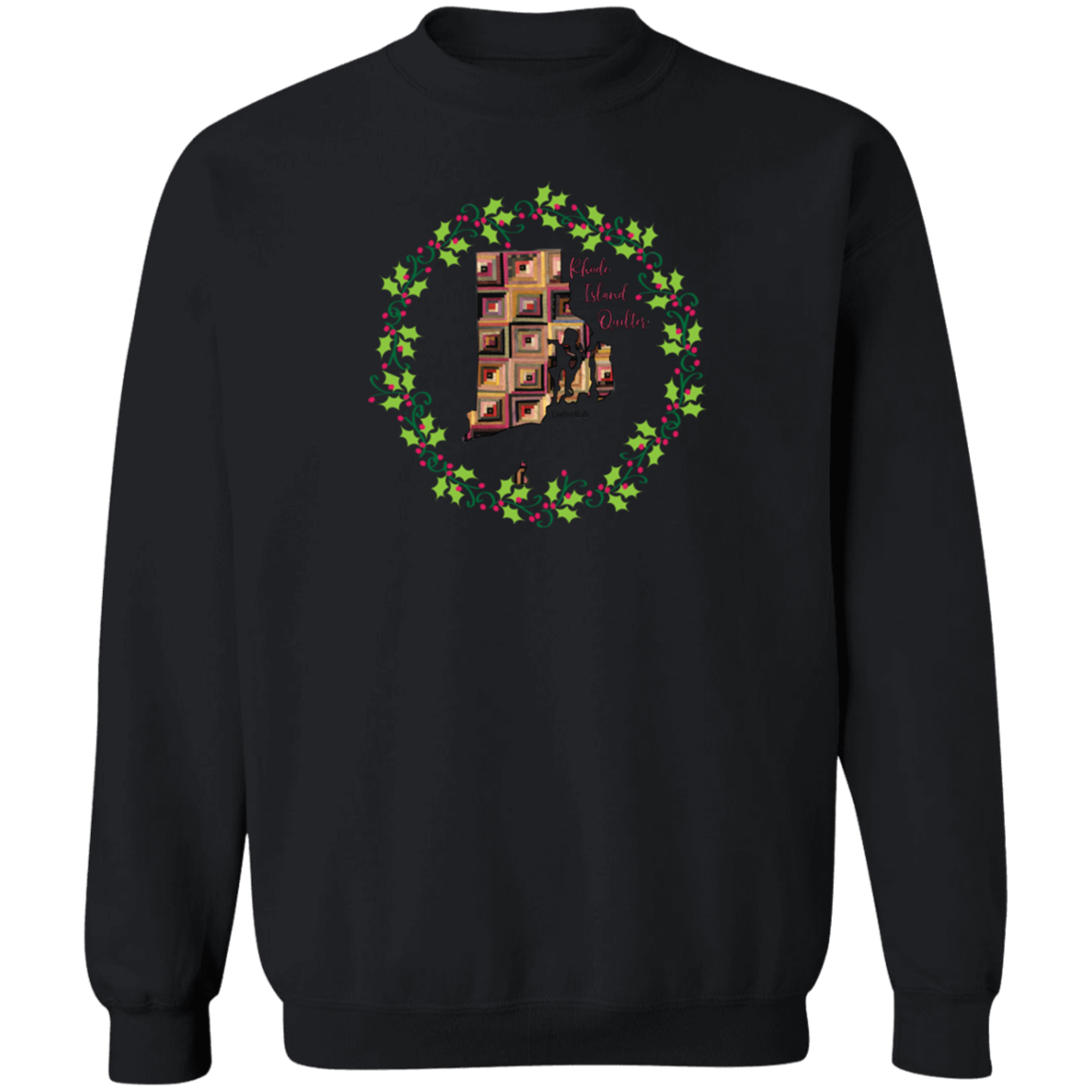 Rhode Island Quilter Christmas Crewneck Pullover Sweatshirt