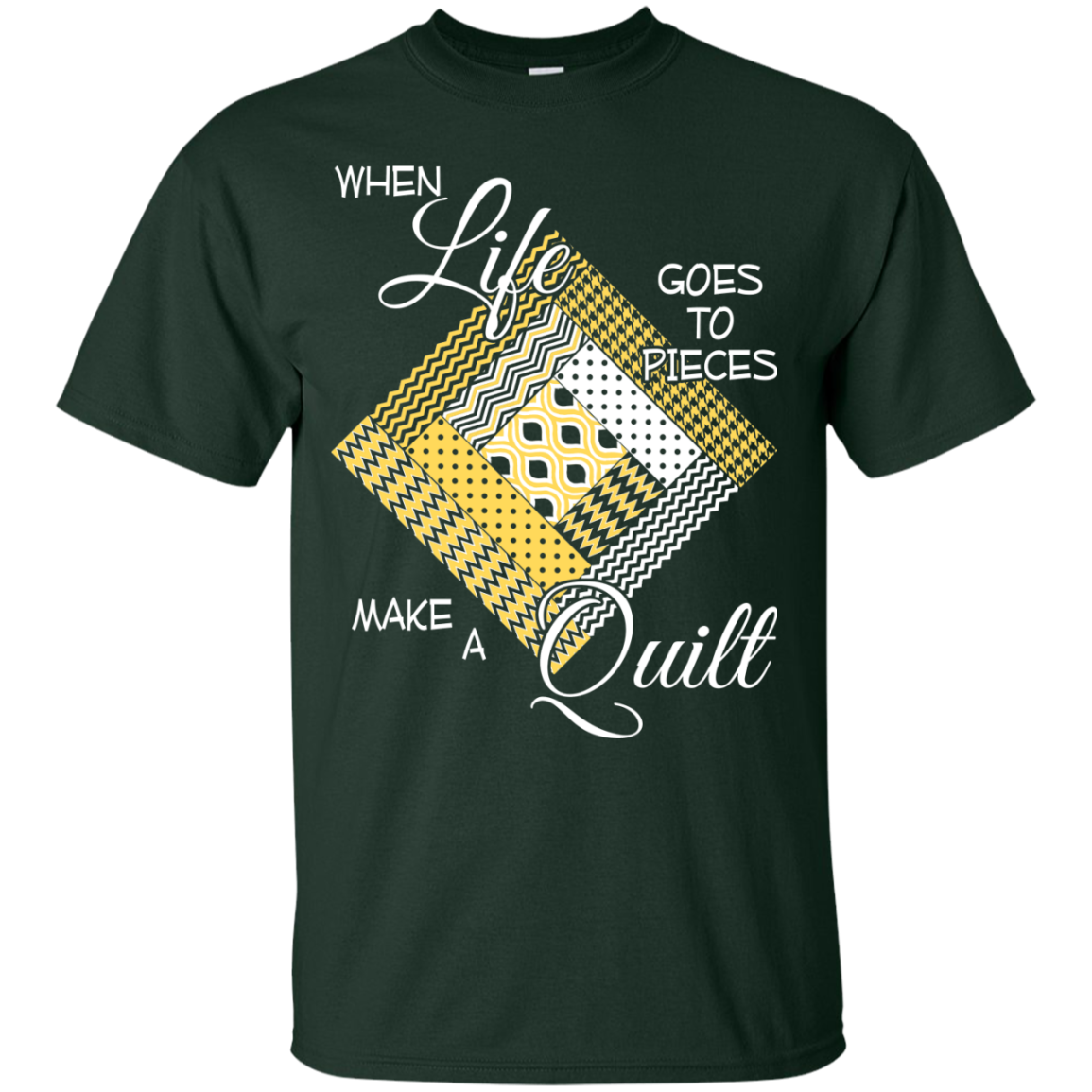 Make a Quilt (yellow) Custom Ultra Cotton T-Shirt - Crafter4Life - 4