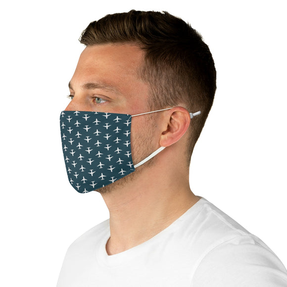 White Airplanes on Blue - Fabric Face Mask
