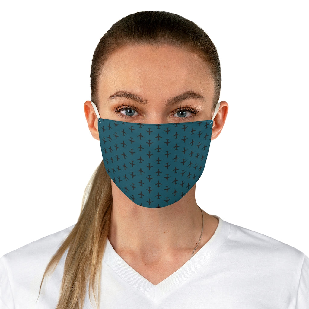 Black Airplanes on Blue - Fabric Face Mask