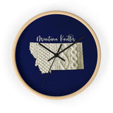 Montana Knitter Wooden Framed Wall Clock