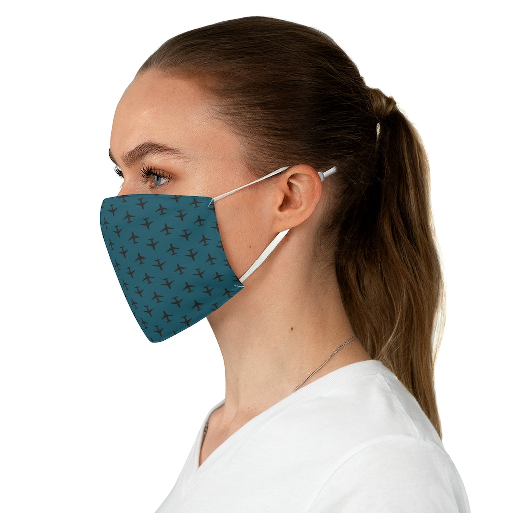 Black Airplanes on Blue - Fabric Face Mask